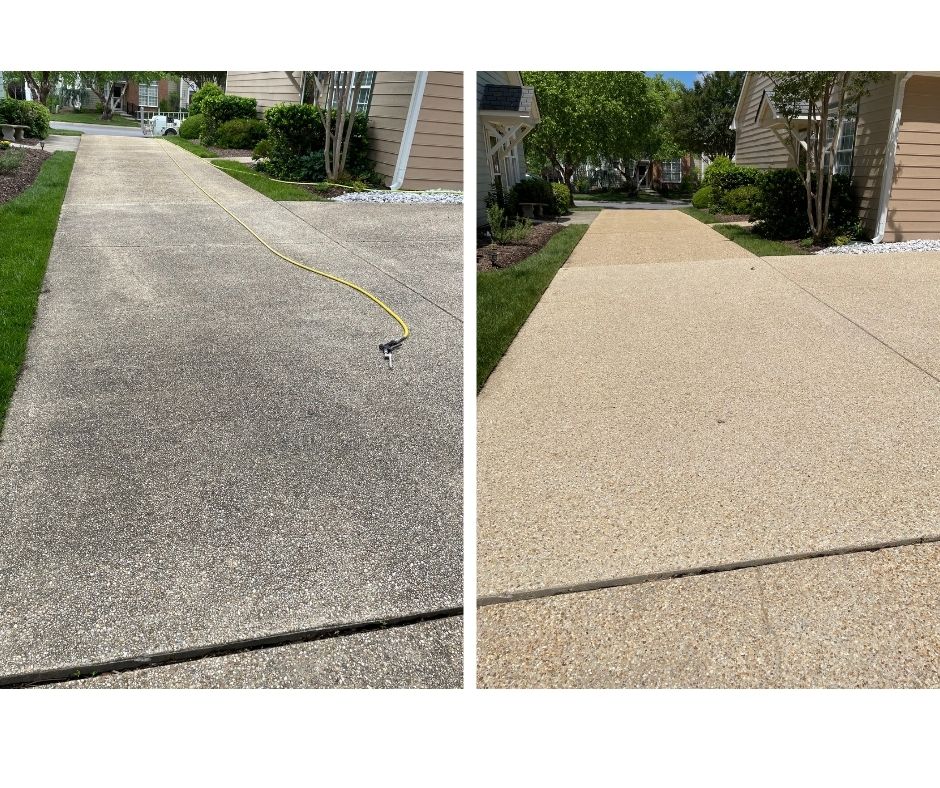 Professional concrete driveway pressure washing service