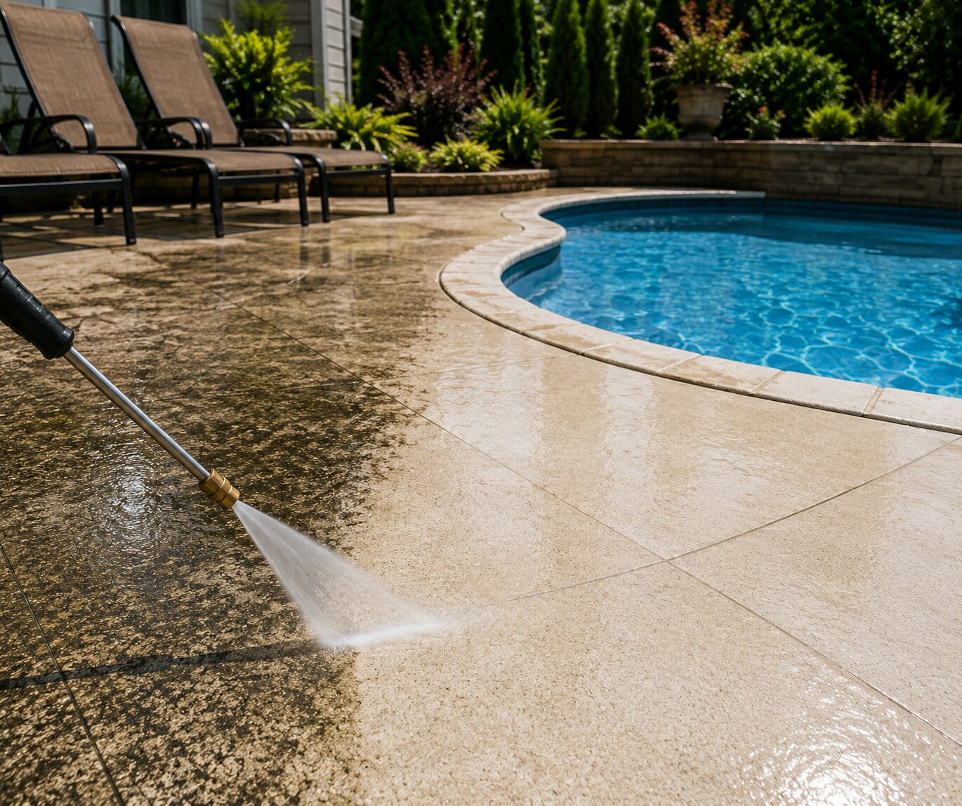 Professional pool deck cleaning and power washing service