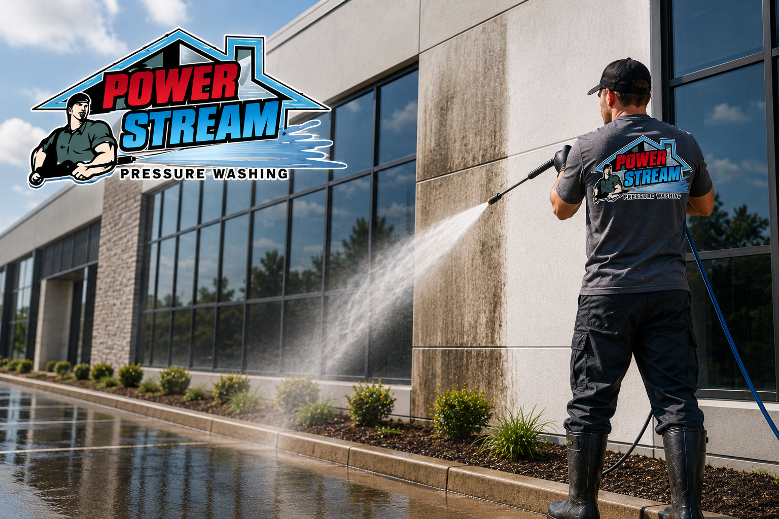 Commercial pressure washing services by Power Stream