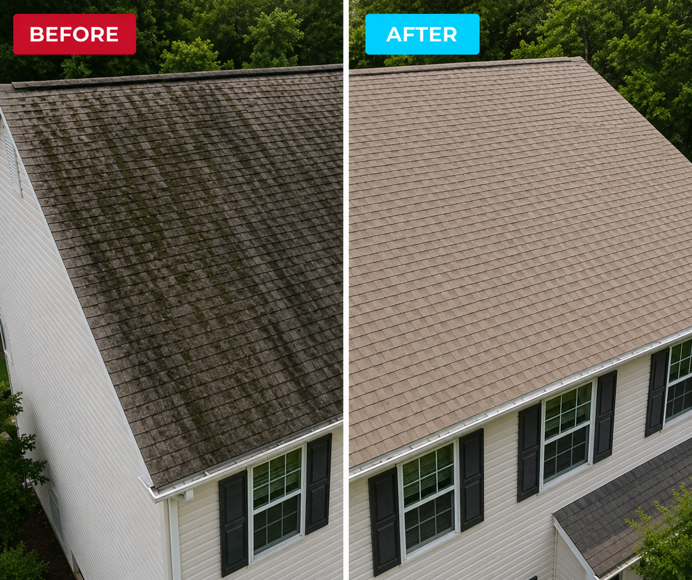 Professional soft wash roof cleaning in Charles County Maryland